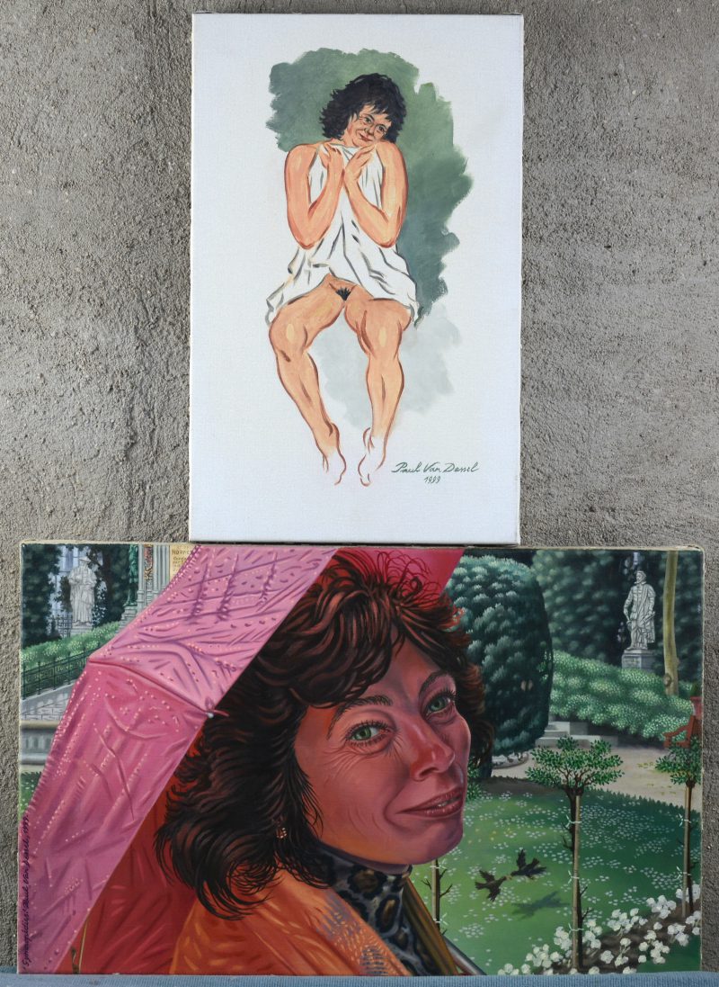 “Gymnopédies” (33 x 52 cm) en “Zittend naakt” (40 x 25 cm). Olieverf op doek. Gesigneerd en gedateerd 1999.
