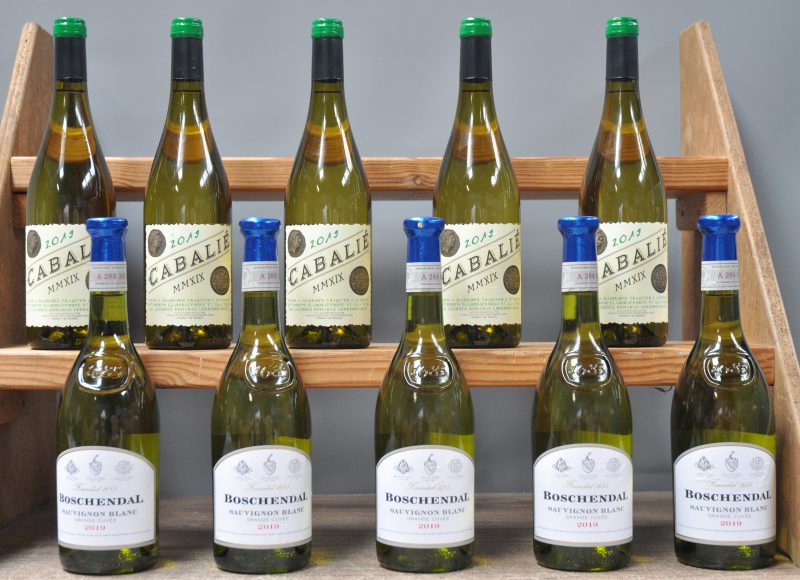 Lot witte wijn         aantal: 10 Bt.    Cabalié Vin de France   M.O.  2019  aantal: 5 Bt.    Boschendal W.O. Cape Coast   M.D.  2019  aantal: 5 Bt.