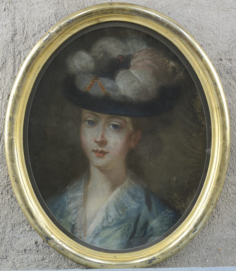 “Vrouwenportret”. Pastel op papier. XVIIIe eeuw.