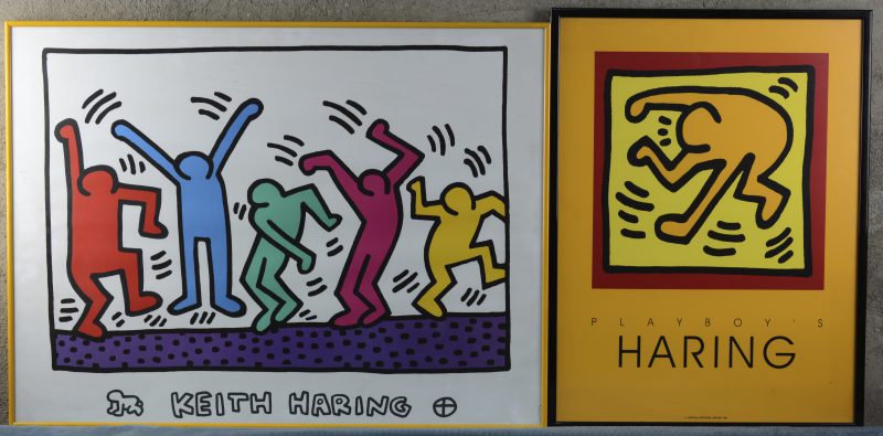Twee zeefdrukken naar werken van Keith Haring.