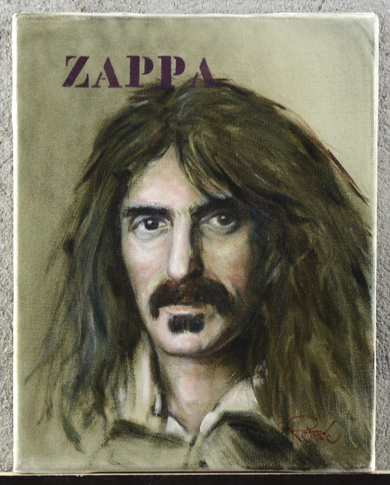 “Portret van Frank Zappa”. Olieverf op doek. Gesigneerd.