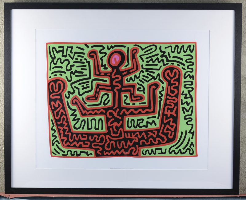 Een zeefdruk naar een werk van Keith Haring. Uitgave Artestar, New York.
