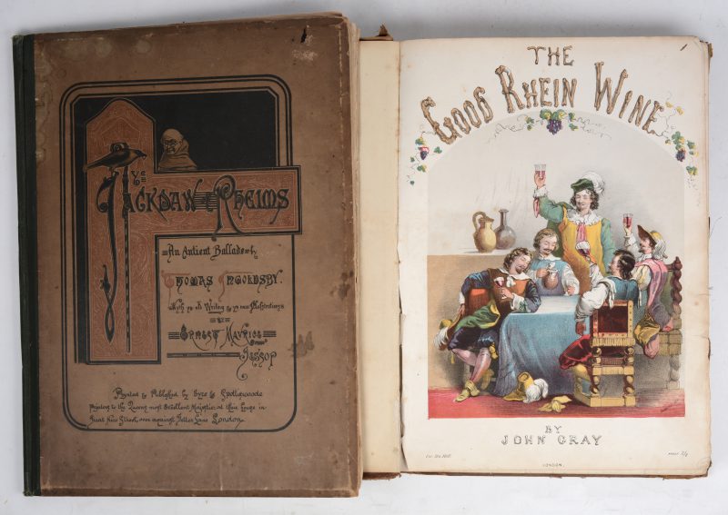 Twee oude boeken:- “Ye jackdaw of Rheims”. Eyre & Spottiswoode, London (1880).- Een Engels partiturenboek met verschillende stukken.