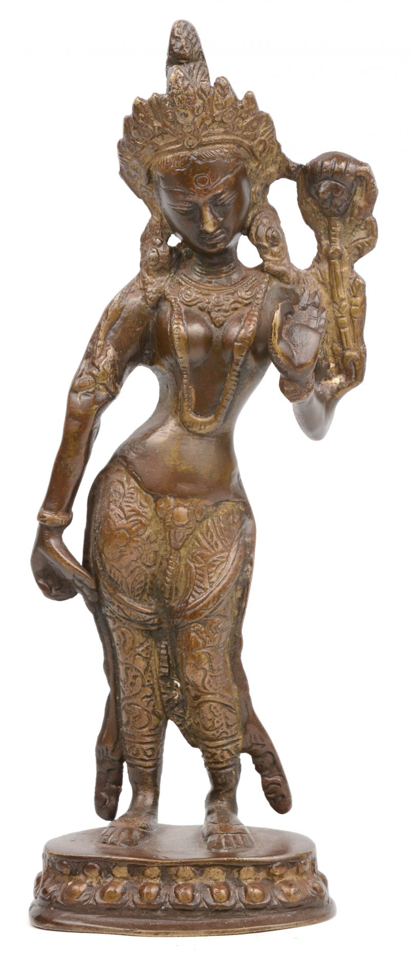 Een antieke bronzen Bodhisattva.
