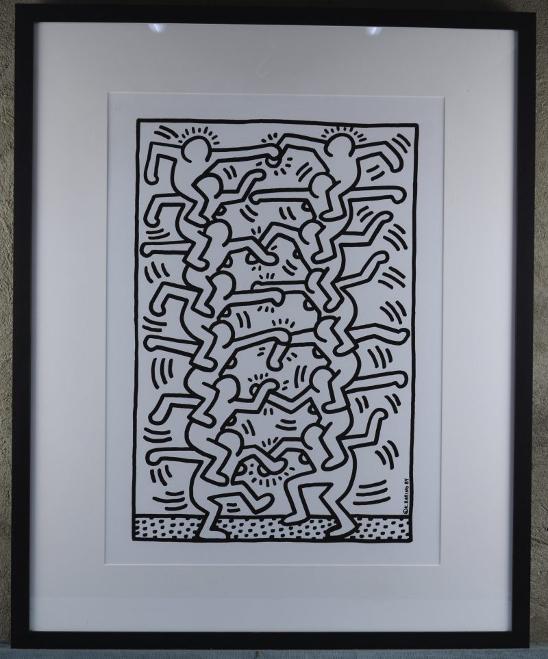Een zeefdruk naar een werk van Keith Haring.