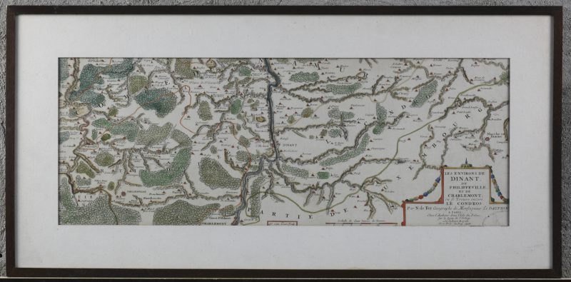 “Les environs de Dinant, ...” Een oude ingekleurde kaart door N. de Fer uit 1703.