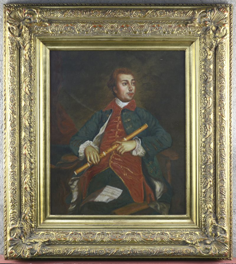 “De fluitspeler” Olieverf op doek. Naar het werk van Thomas Gainsborough (1727-1788)