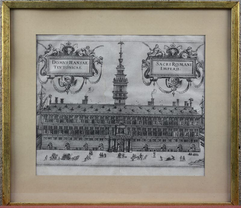 “Domus Hansae Teutonicae - Oosterhuis, Antwerpen”. Een gravure van Joan Blaeu.