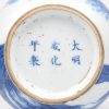 Een flesvaasje van Chinees porselein met een blauw en ijzerrood decor van personage in een landschap. Onderaan gemerkt. Tijdperk Guangxu.