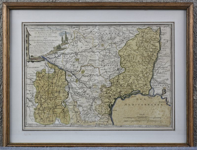 “Gouvernement Générale du Languedoc...” Een oude kaart.