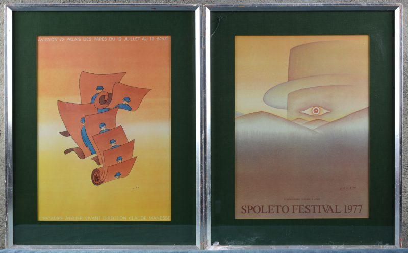 Twee tentoonstellingsaffiches naar ontwerp van Folon.
