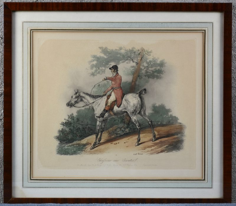 “Chasseur aux ecoutes”. Een Franse lithografie naar Charles Vernet.