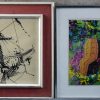 Een lot grafiek bestaande uit: Een pentekening van een cavalerist (24 x 12 cm), een pentekening (22 x 23 cm), een houtskooltekening (24 x 34 cm), Een abstracte compositie in inkt (22 x 28 cm), “ I have never met napoleon (...)” (22 x 26 cm), Zeefdruk naar het werk van Magritte (27 x 19 cm) en een fotokopie van een gravure gesigneerd Van de Veegaete (20,5 x 14,5 cm).