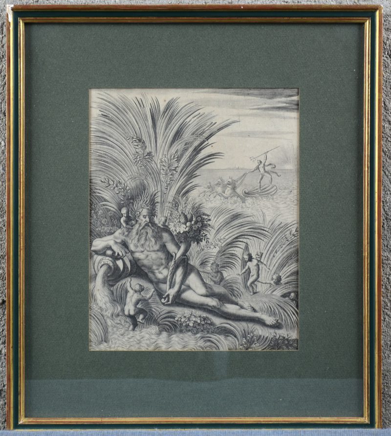 Een vroeg XVIIe eeuwse gravure met mythologische voorstelling.