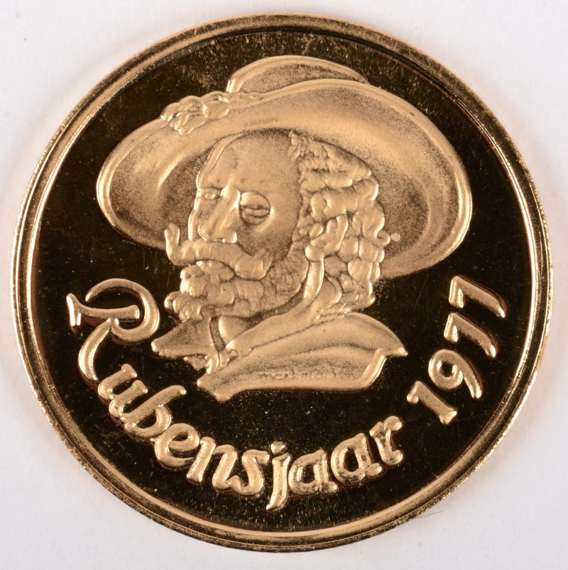Een herdenkingsmunt van het Rubensjaar 1977. 900/1000. Bruto: 6,45 g. Goudgewicht: 5,805 g. FDC.