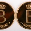Twee herdenkingsmunt Boudewijn 1976. 900/1000. Bruto: 6,45 g. per munt Goudgewicht: 5,805 g. per munt. FDC.