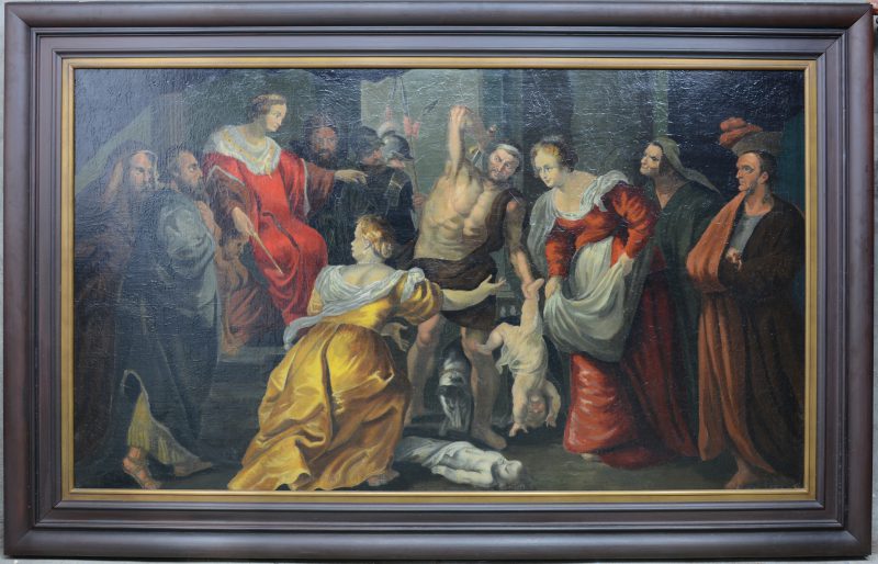 “Het Salomonsoordeel”. Olieverf. Naar het origineel van Pieter Paul Rubens.