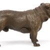 Een bronzen bulldog.