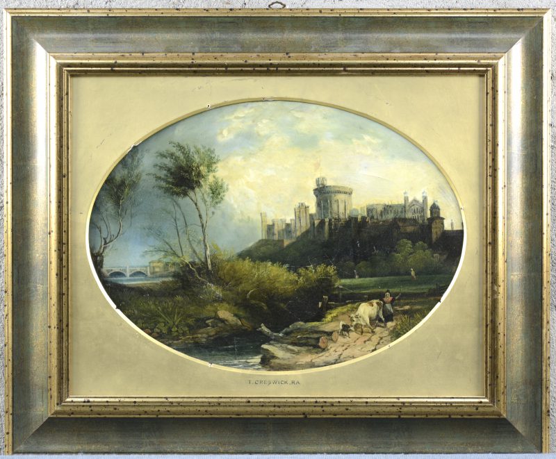 “Windsor Castle”. Olieverf op paneel. Toegeschreven aan Thomas Creswick.