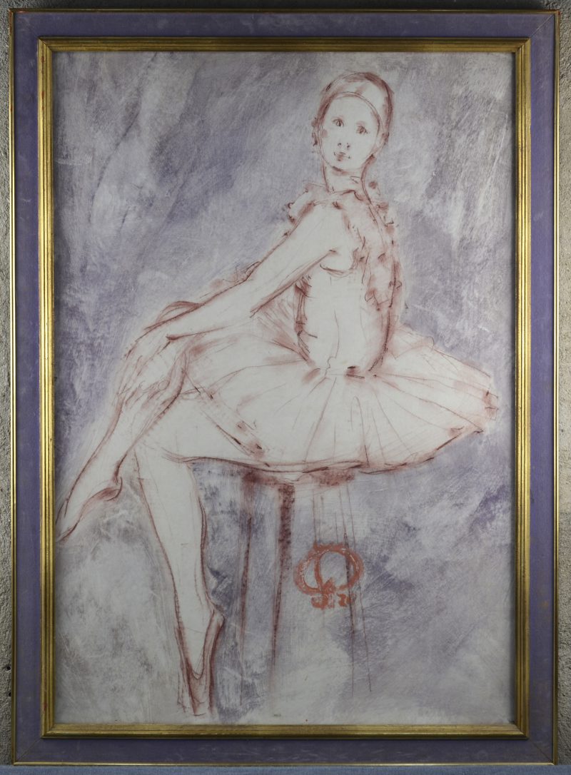 “Een balerina”. Een afdruk van een aquarel op papier.