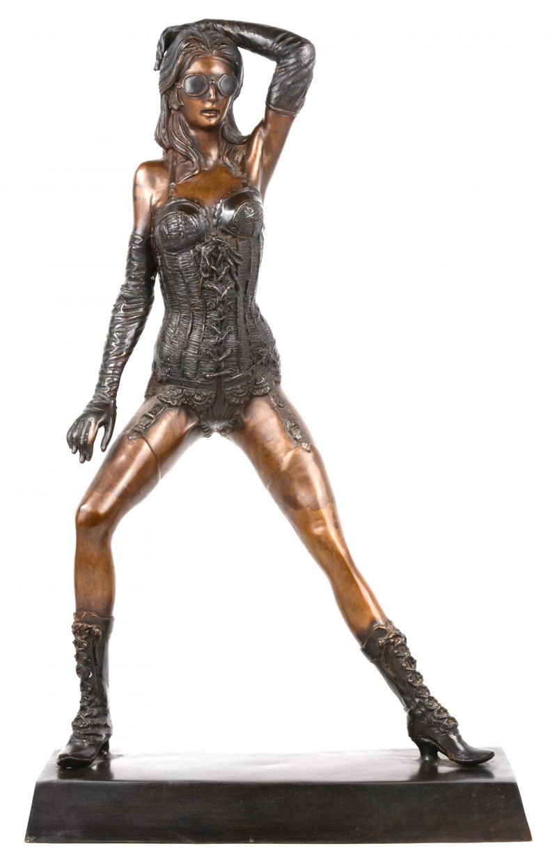 “Go-go-danseres”. Een bronzen beeld. Italiaans werk, jaren ‘70.