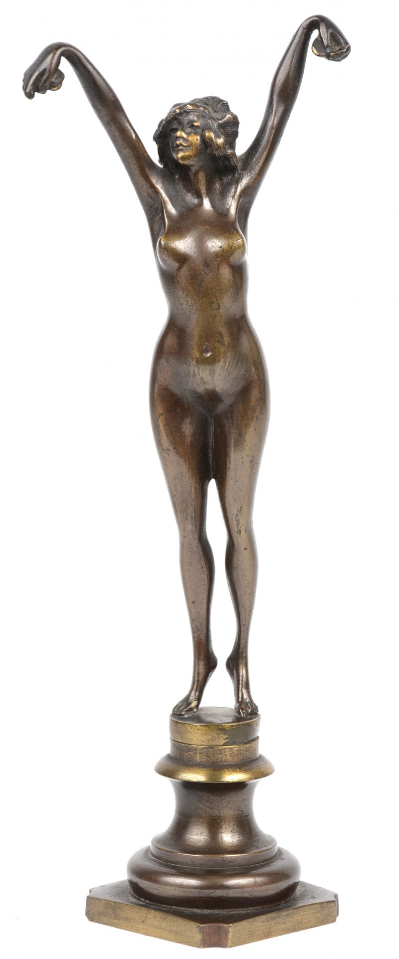 “Dansend naakt”. Een art deco beeldeje van brons.