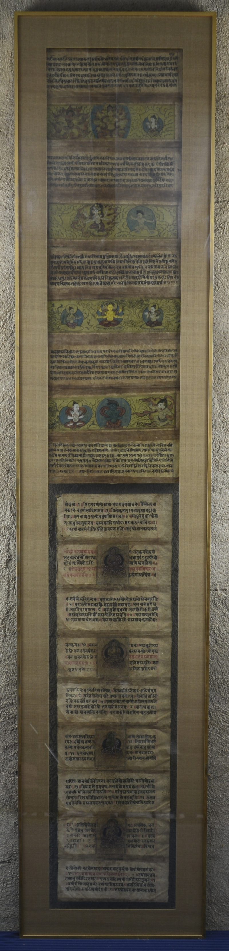 Een Boeddhistisch verhaal, handgeschilderd op papier. Dubbelzijdig.