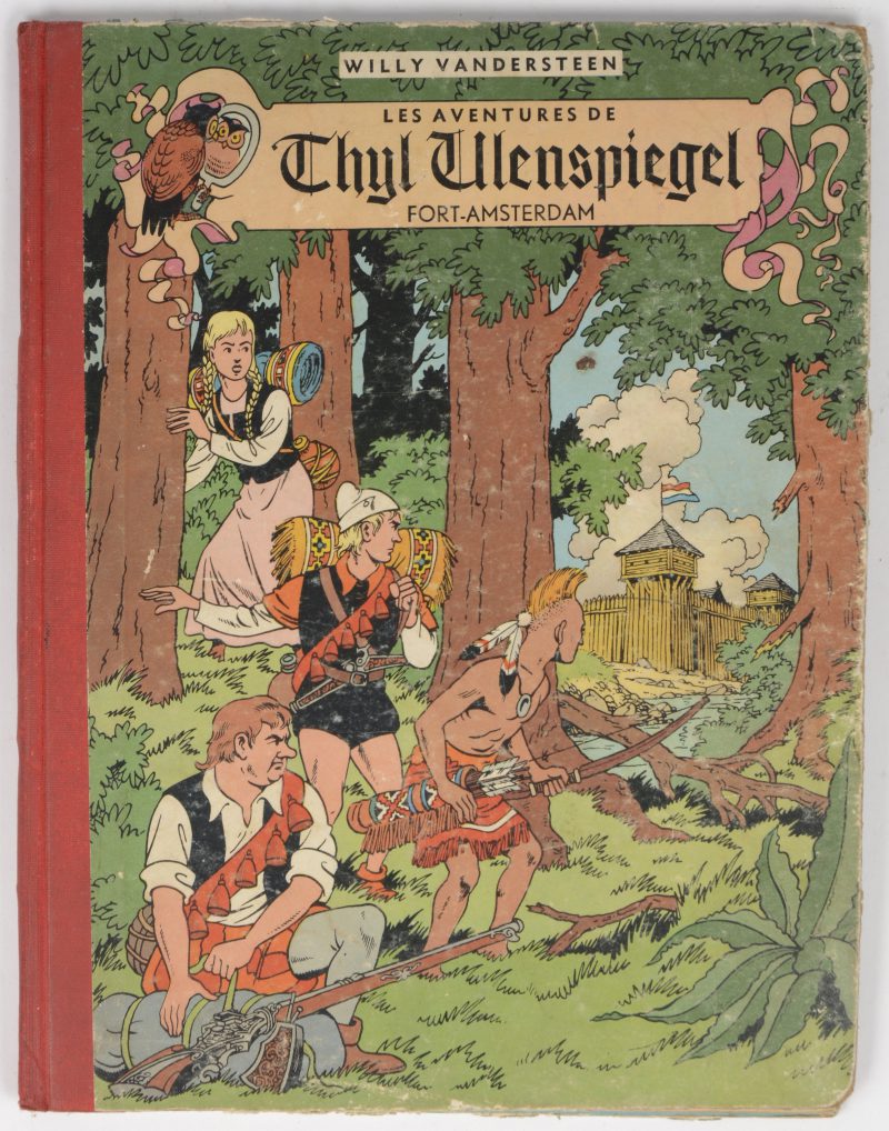 “Les Aventures de Thyl Ulenspiegel - Fort-Amsterdam”. Ed. Lombard. Hard cover. Eerste uitgave, 1955. Randslijtage, enkele kleine scheurtjes en ezelsoortjes, Kuifjepunt uitgescheurd.