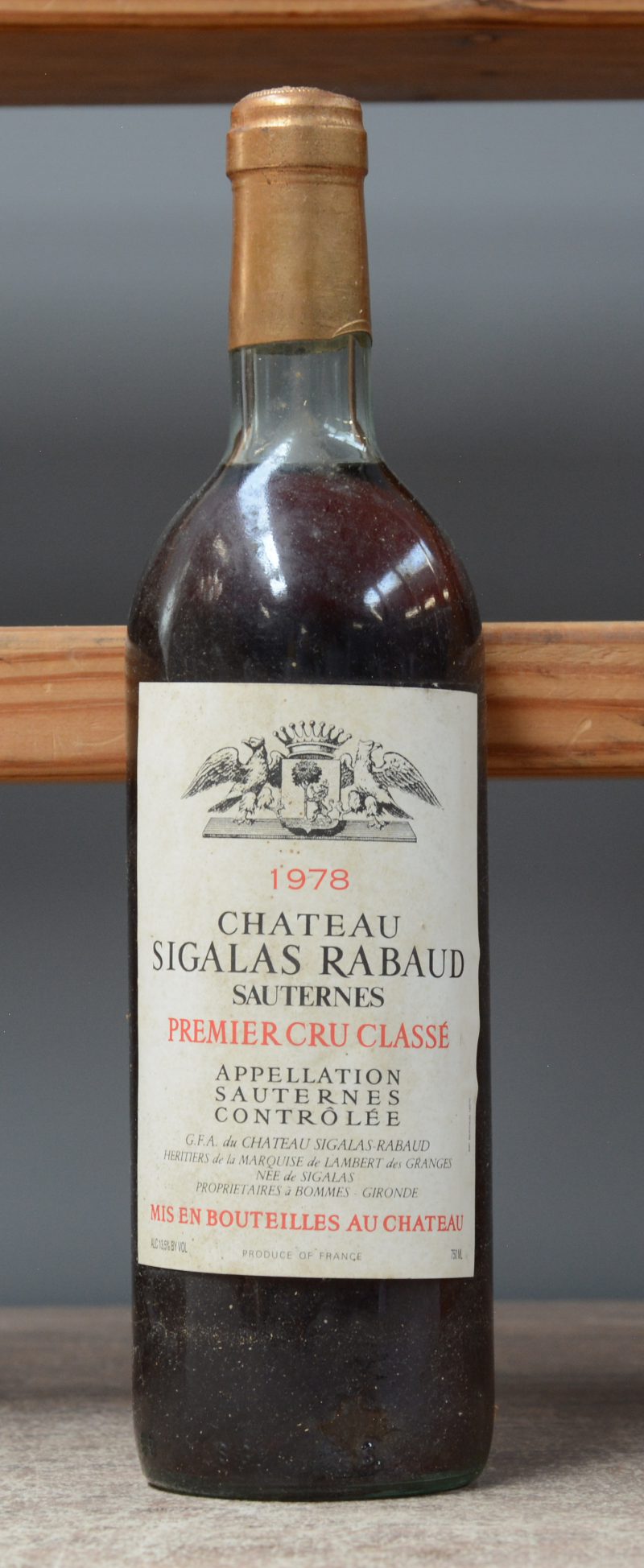 Ch. Sigalas Rabaud A.C. Sauternes 1er Cru Classé  M.C.  1978  aantal: 1 Bt.