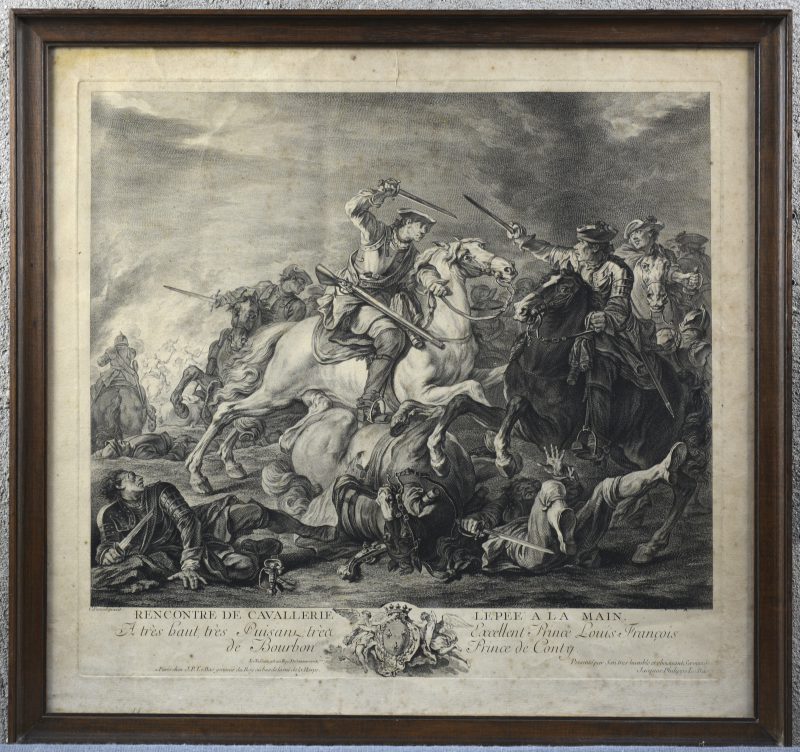“Rencontre de cavalerie l’épée à la main”. Een XIXe eeuwse gravure.