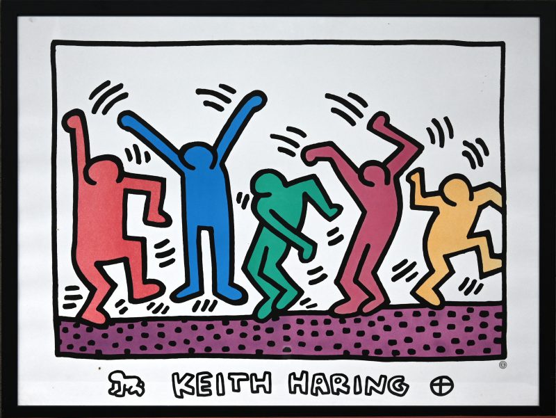 Een kleurenprint van een werk van Keith Haring.