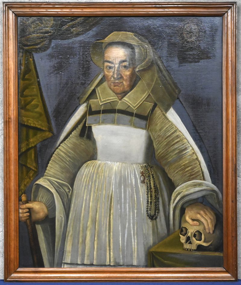 “Portret van Agnes de Locquenghien”. Olieverf op doek. XVIIe eeuw. Gerestaureerd en herdoekt.