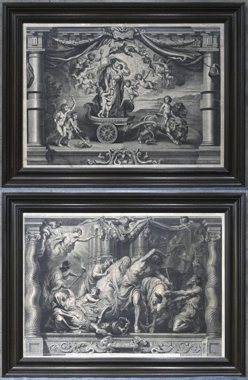 “Amoris Divini Triumpus.” & “Iovi Fulmin” Een paar gravures naar P.P. Rubens.
