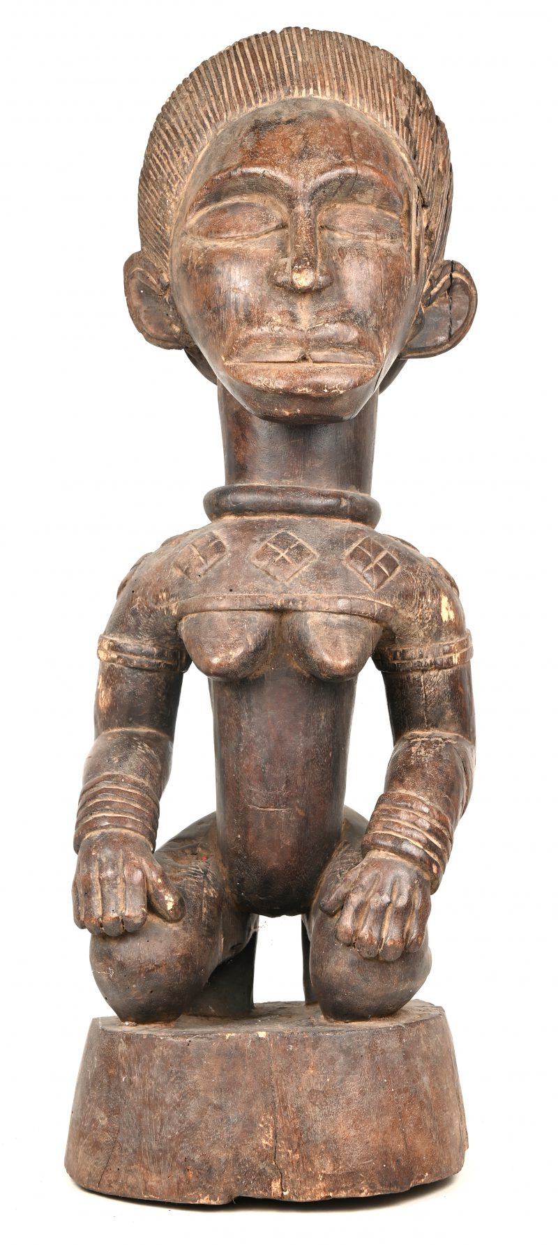 Een Afrikaans houten voorouderbeeld. Fang, Gabon.