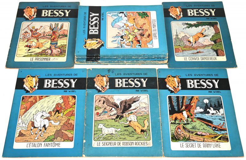 13 Franstalige stripalbums. “Les Aventures de Bessy”. Vroege uitgaven, de nummers 6, 10, 11, 18, 20, 24, 32, 36 zijn eerste uitgaven. De nummers 2, 9, 12, 15 en 22 zijn latere edities. Matige tot goede staat.