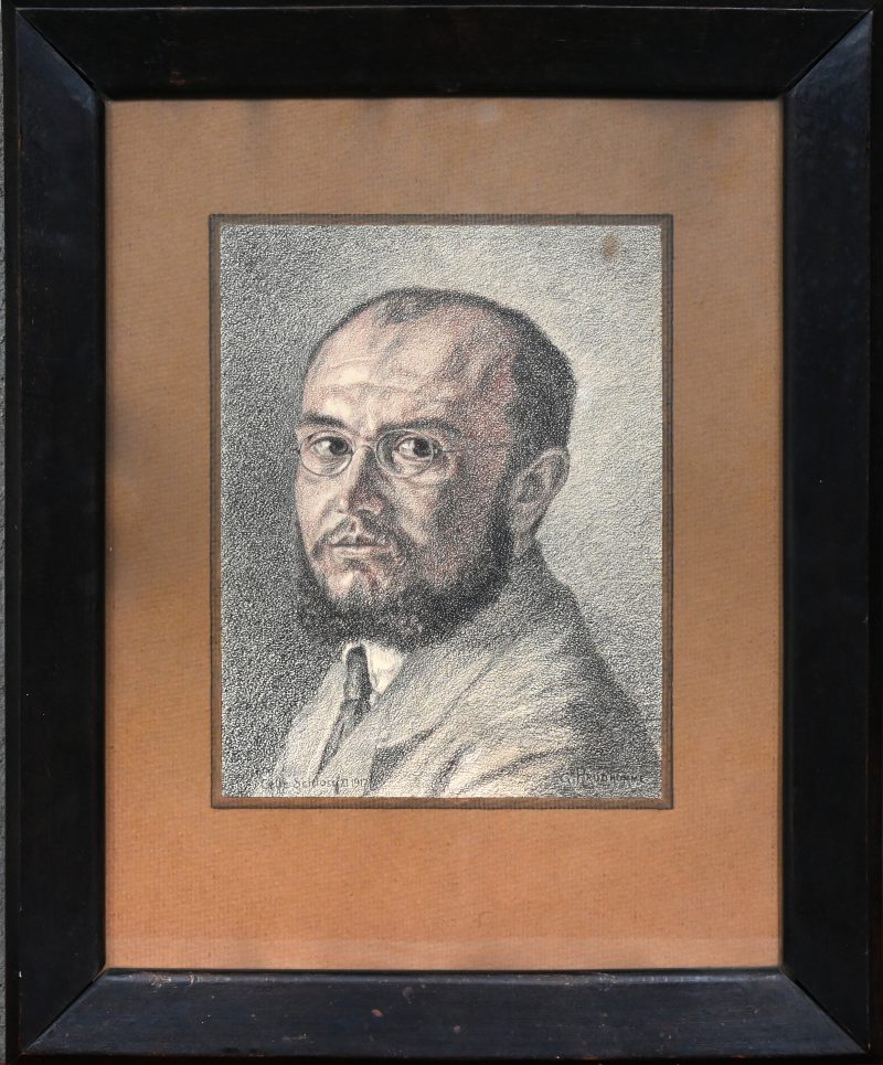 “Zelfportret”. Gemengde techniek op papier. Gesigneerd en gedateerd XI 1917.