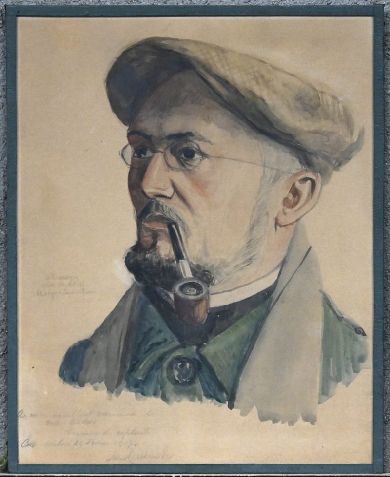 “Portret”. Aquarel op papier. Gedateerd 1917. Met een opdracht en gesigneerd;