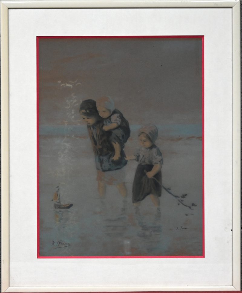 “Kinderen op het strand”. Aquatint. Gesigneerd.