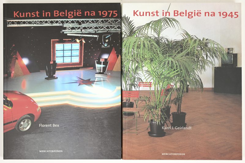 “Kunst in België”, twee kunstboeken in een stofmap.