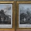 “La Rixe”, “Le Tambourin”, “Foire de village” & “Noce de village”. Vier XIXe eeuwse gravures.