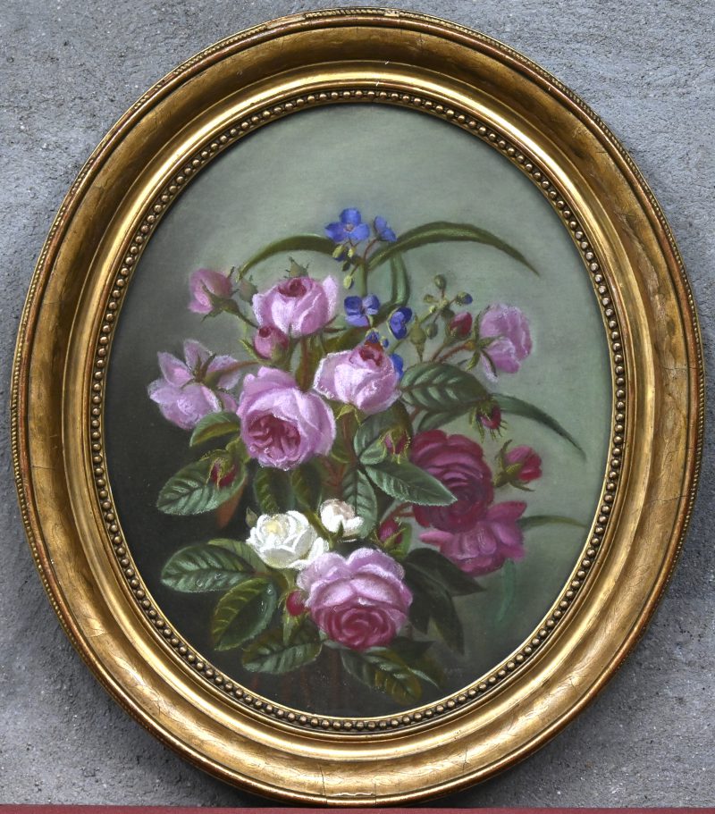 “Stilleven met rozen”. Pastel op papier. XIXe eeuw.