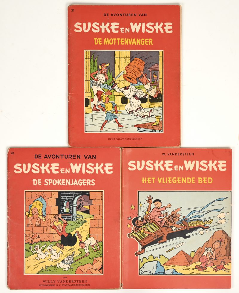 Een lot van drie Suske en Wiske albums: “Het vliegende bed.”, De spokenjagers.” & “De Mottenvanger.”