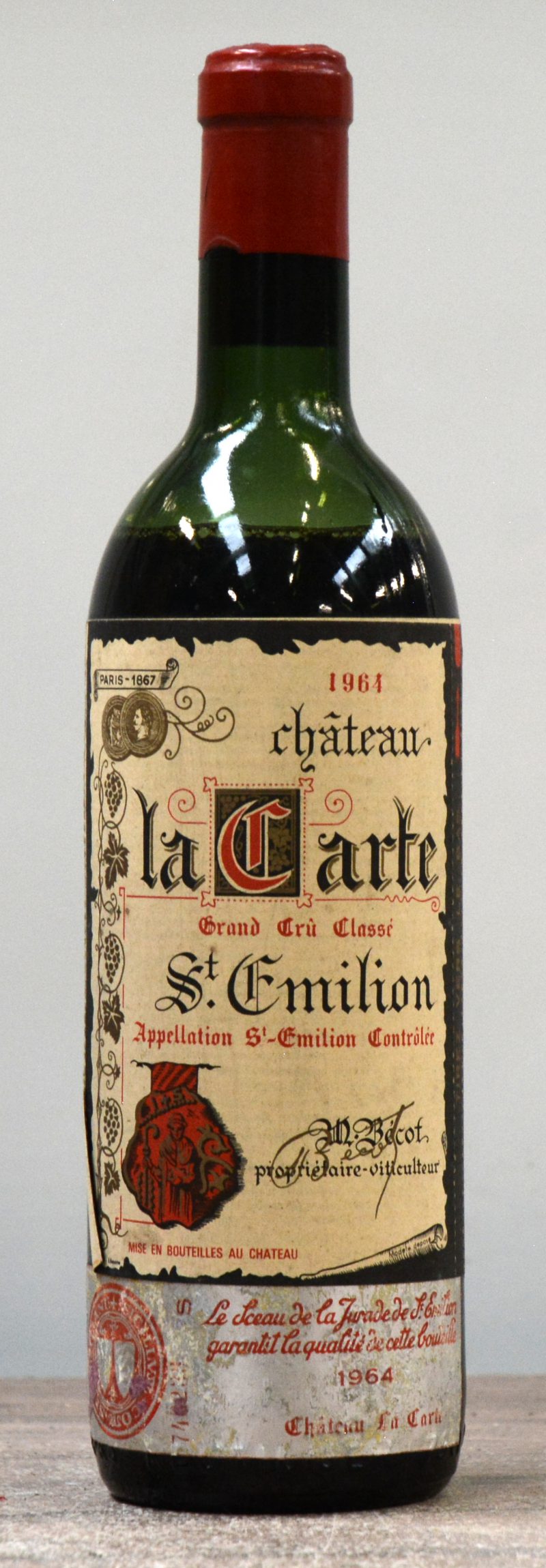 Ch. La Carte A.C. Saint-Emilion Grand cru classé  M.C.  1964  aantal: 1 BT.