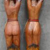 Twee gepolychromeerd houten vrouwenbeelden. Thailand.
