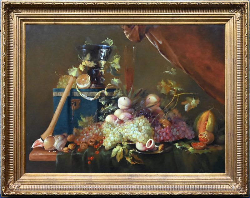 “Stilleven met fruit”, schilderij olie op paneel