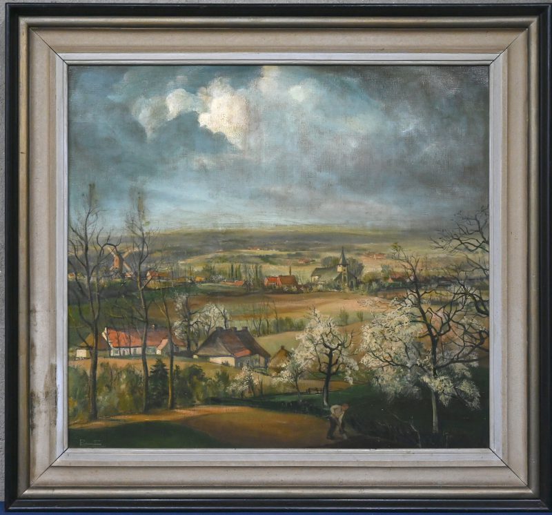 “Panoramisch Landschap”, schilderij olie op doek, gesigneerd “Frans Pereboom”
