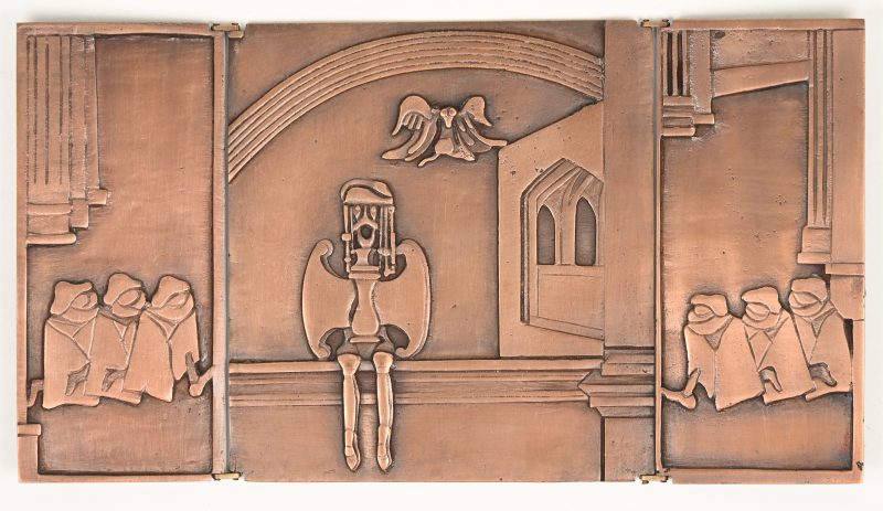 Triptiek in brons, genummerd 173/197, gesigneerd “Vic Gentils”.