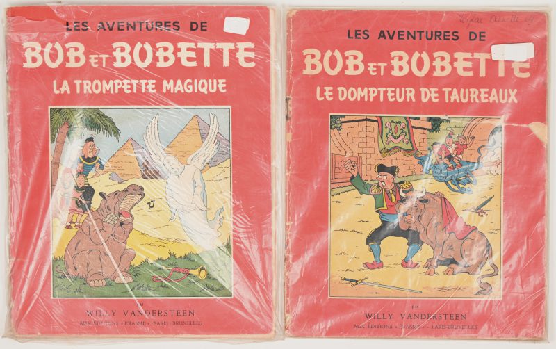 Bob et Bobette: ‘Le Dompteur de Taureaux’ in eerste Franstalige druk. & La Trompette Magique. In beschadigde staat.
