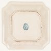 Een vierkant blauw en wit porseleinen bord, met middeleeuws tafereel. Gemerkt 1895 ‘W.L.’
