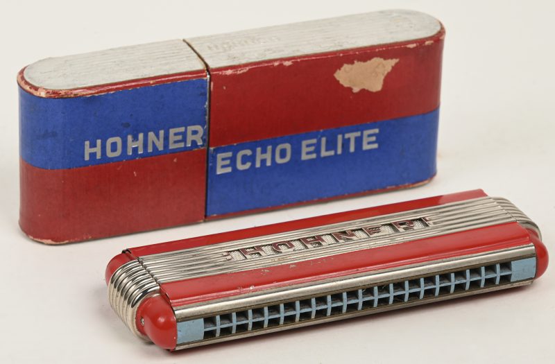 Mondharmonica,  “Hohner Echo Elite”, Made in Germany, Art Deco muziekinstrument, in originele doos